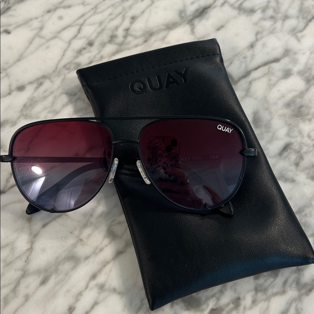 Quay Australia Blue Lens Sunglasses with Black Case